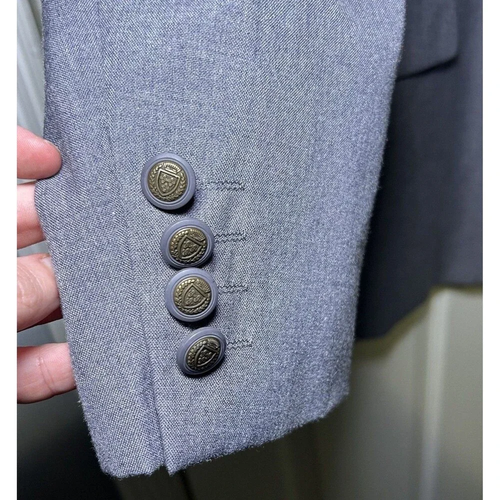 John Blair Men’s 3 Button Long Sleeve Blazer Sportscoat Grey Size 46